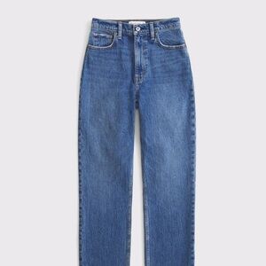 Abercrombie & Fitch Ultra High Rise 90s Straight Jean raw hem 14/31 short A&F